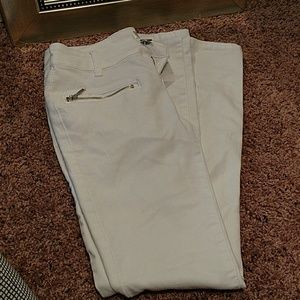 White moto skinny pants